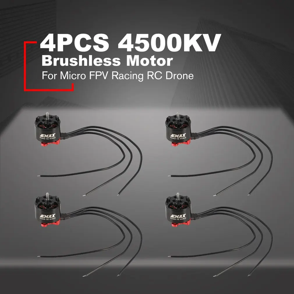 4 шт. Emax RS1106II 4500KV/6000KV/7500KV 2-3S Легкий Мощный бесщеточный двигатель для микро FPV Racing RC Drone Quadcopter запчасти
