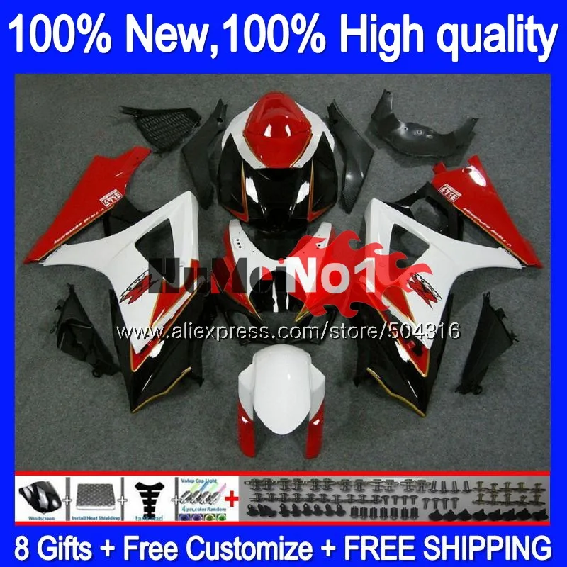 Корпус для SUZUKI GSXR1000 K7 GSX-R1000 GSXR 1000 красный, белый 22MC. 34 1000CC GSXR-1000 07 08 GSX R1000 2007 2008 07 08 обтекатели - Цвет: No. 1