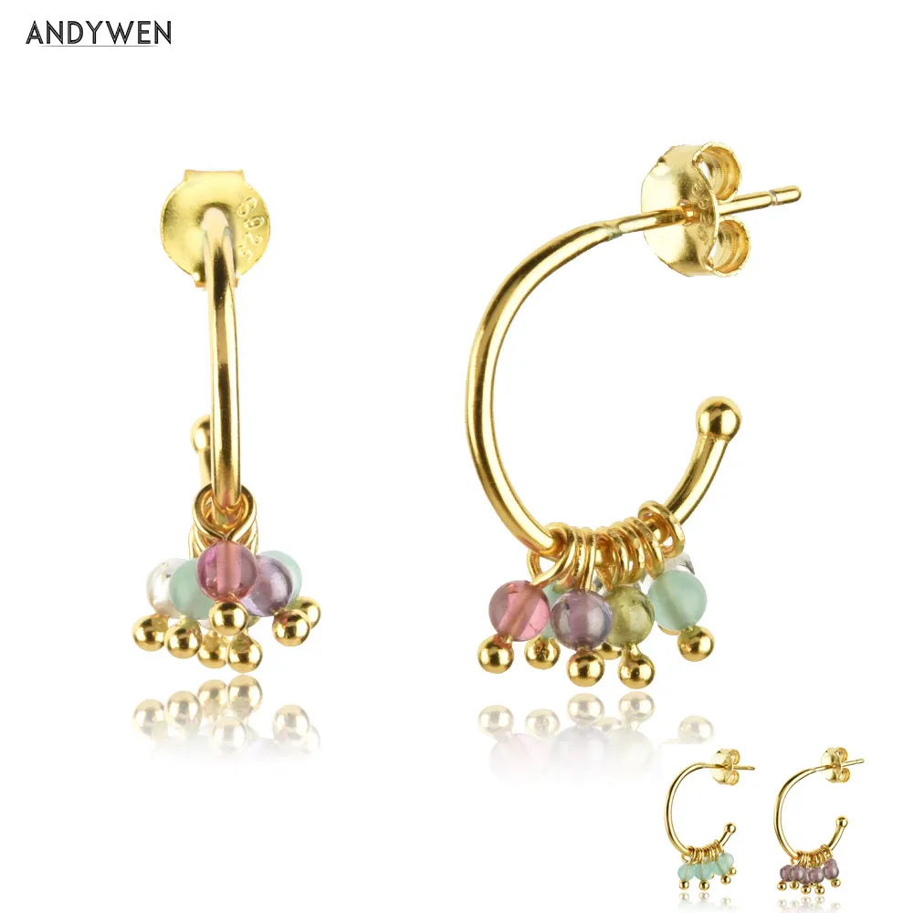 ANDYWEN 925 пробы серебряные очаровательные бусины Кольцо для пирсинга Ohrringe