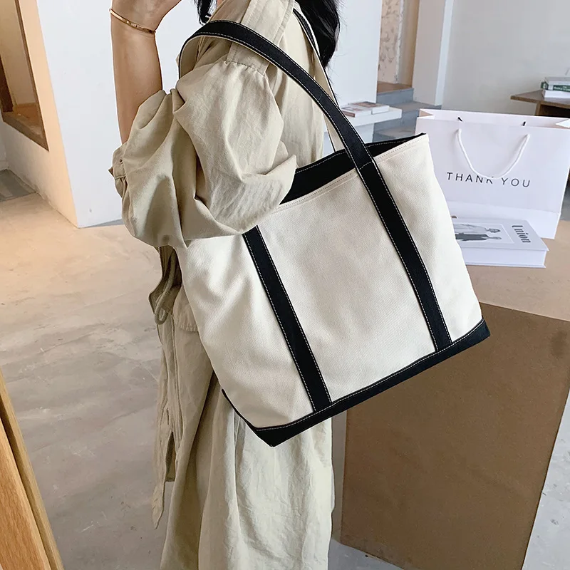 2021 New Korean Fashion Shoulder Bag Trend Commuting Large Capacity Women's BAG Canvas Net Red Hand | Багаж и сумки