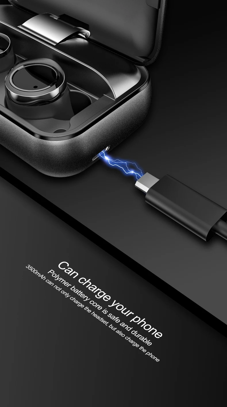 X13 TWS бинауральные Bluetooth 5,0 Наушники Беспроводные водонепроницаемые наушники с шумоподавлением 5000 мАч светодиодный смарт-Банк