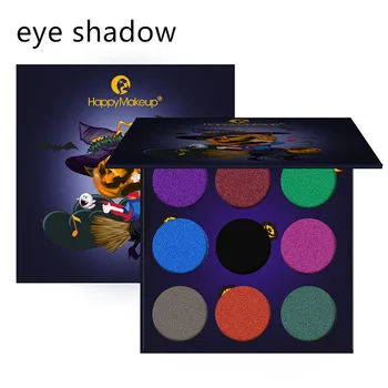 

9 Colors Eyeshadow High Pearlescent Diamond Halloween Eyeshadow Palette Ghost Festival Delicate Eye Shadow With Mirror