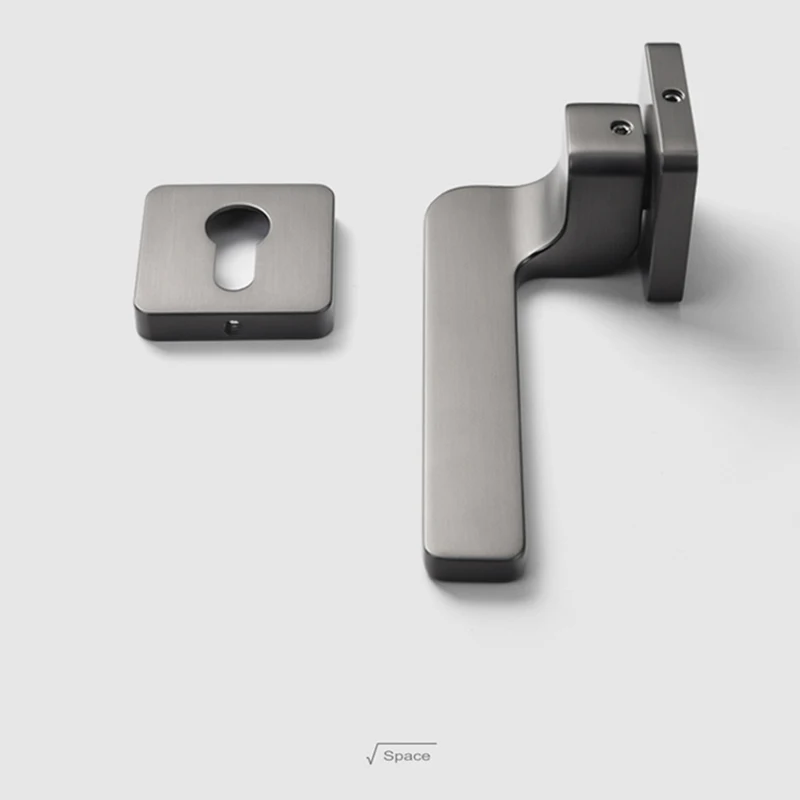  1 Set Square Split Door Handle Nordic Style Zinc Alloy Door Lock with Lock Accessories for Interior - 33049675478