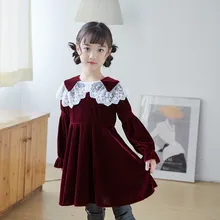 Зимнее свадебное платье с длинными рукавами для маленьких девочек; элегантное бархатное платье принцессы для дня рождения платье для девочек Одежда для маленьких девочек