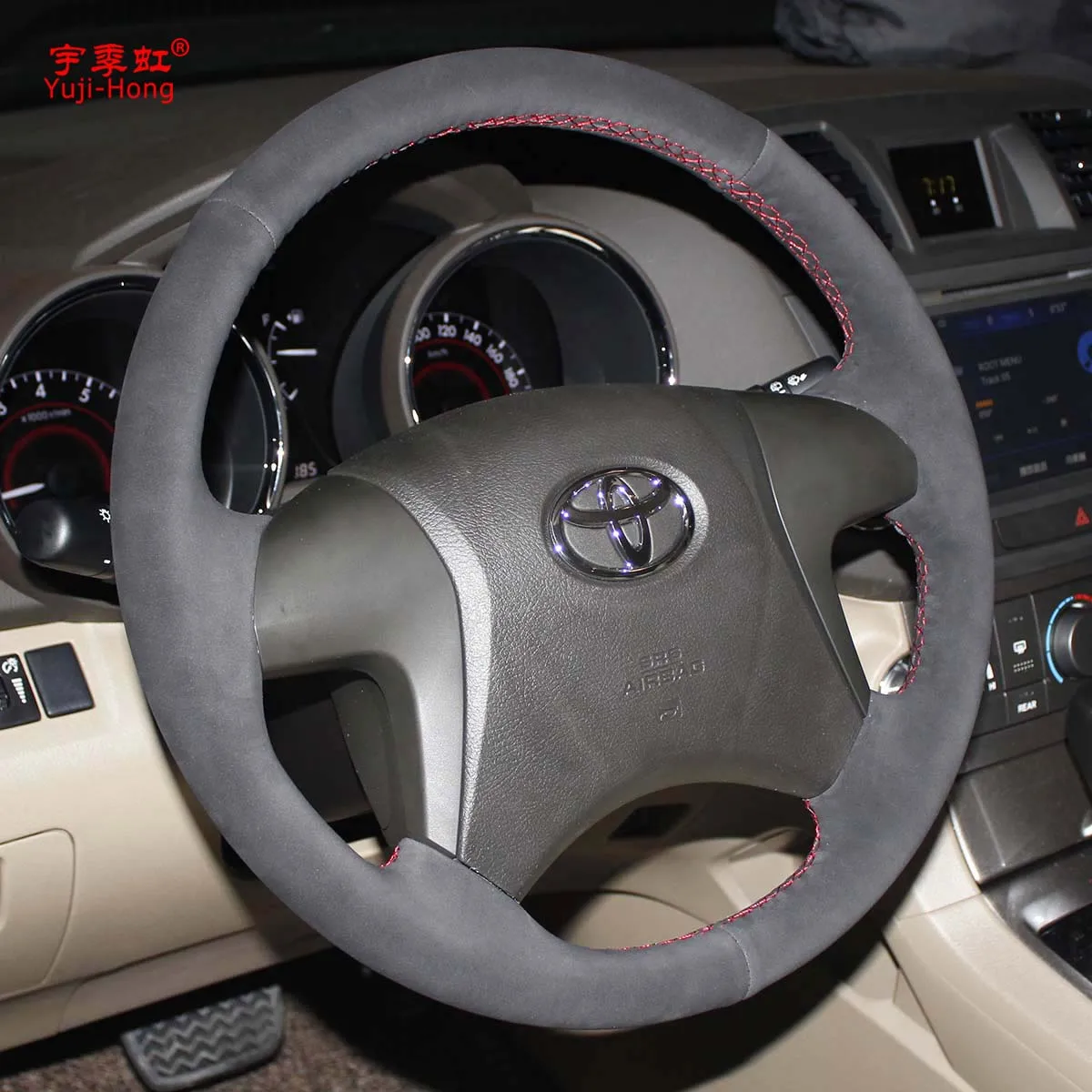 Yuji-Hong замша искусственная кожа рулевого управления автомобиля чехол для Toyota Highlander 2009-2013 Camry 2009-2011 Fortuner