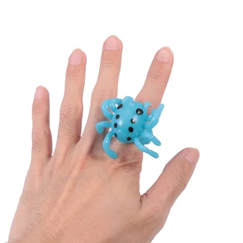 

4pcs Ring sky blue spider Light Up Ring Plastic Ring Glow Spider Glow Ring for kids halloween party
