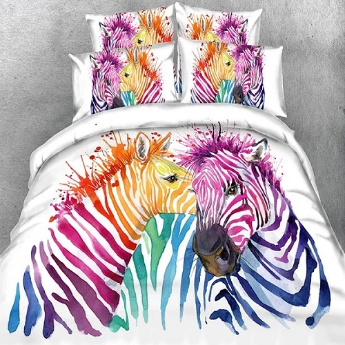 

New Zebra Bedding Set 3D Printed Microfiber Duvet Cover Set Colored Animal Bed Linen Set US/EU/AU Size Bedclothes Home Textiles