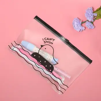 

1PCS Lovely Stationery Chicken Clear Pen Cosmetic Organizer Pencil Case Creative Cute Transparent PVC Bag Holder