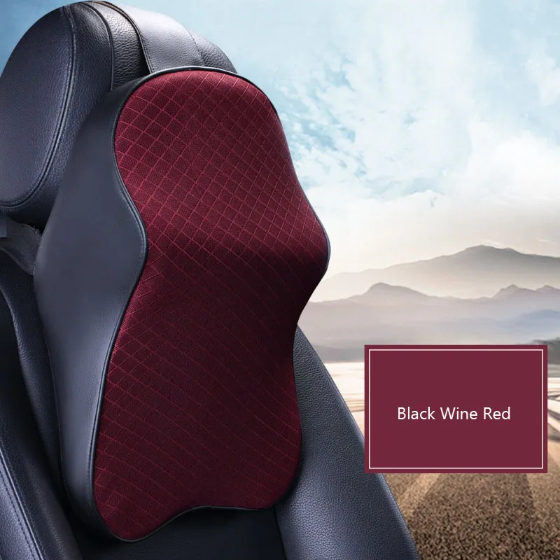 black red headrest Многофункциональная автомобильная подушка для поддержки сидения s на спине и подголовник с эффектом памяти для шеи, поясничная поддержка спины, аксессуары для интерьера - Цвет: black red headrest