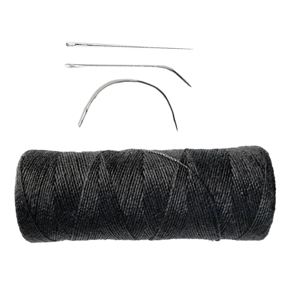 Fyydes Black Hair Weaving Thread Sewing Thread Making Hair Salon Weft Thick  Black Thread with 3 Needles 