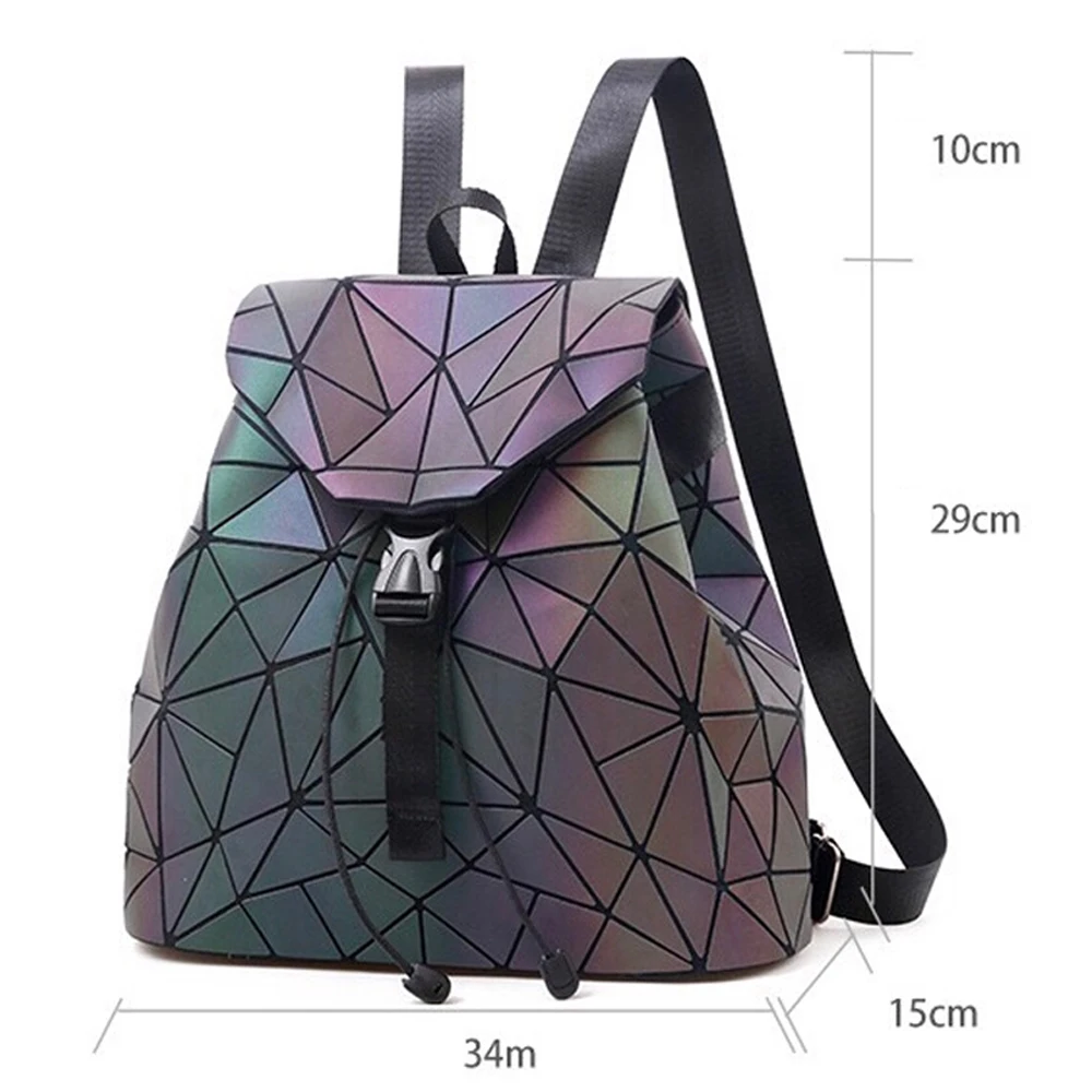 Модный женский лазерный Светящийся рюкзак, школьная голограмма, геометрические складные школьные сумки для студентов, школьные сумки для девочек-подростков, голографические сумки