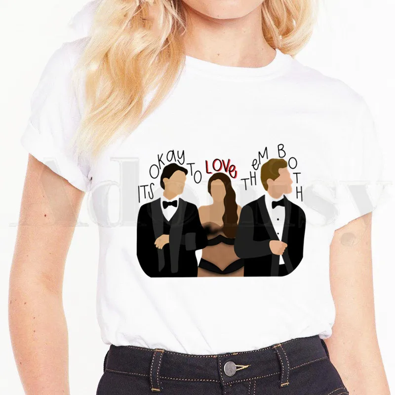 

The Vampire Diaries Damon Salvatore Short Sleeve Female Tops Tees Harajuku VintageT Shirts Women's T-shirt