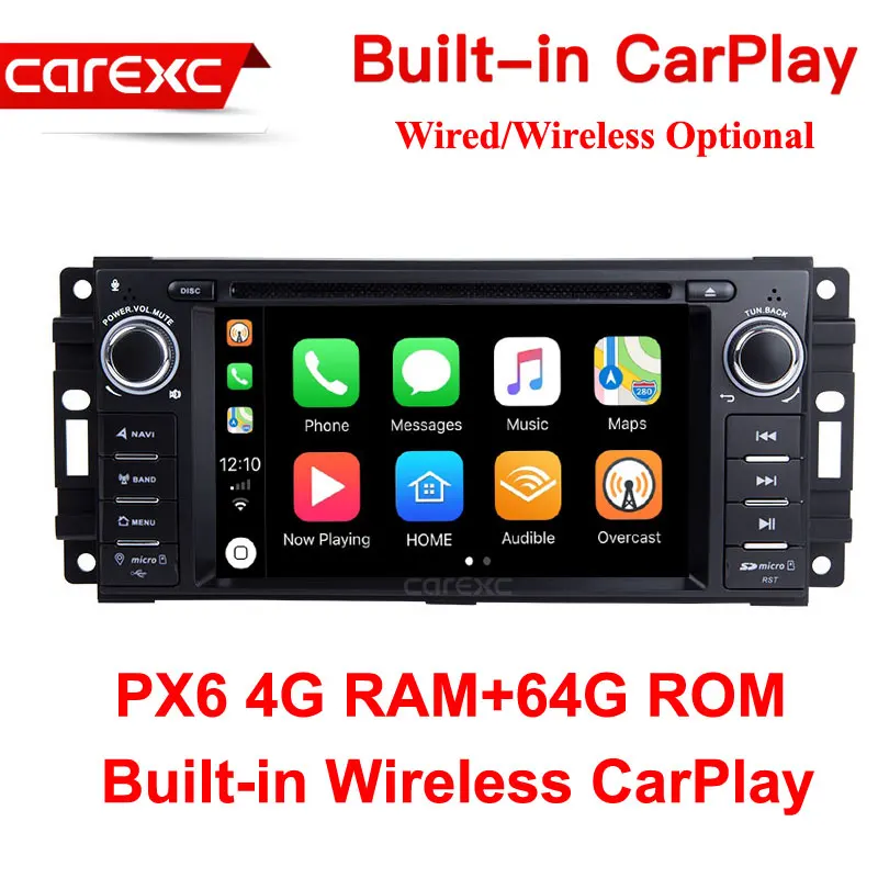 CarExc Android 9,0 Радио беспроводной CarPlay DVD плеер gps навигация для Jeep Патриот libery, Wrangler Компас DODGE Chrysler - Цвет: PX6 64G ROM
