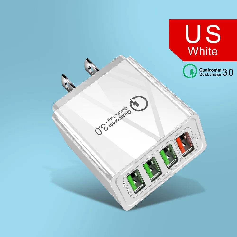 48 Вт Быстрая зарядка 4,0 3,0 USB зарядное устройство 4 порта USB быстрое зарядное устройство QC4.0 QC3.0 для iPhone 11 X samsung S10 A50 Xiaomi Mi9 настенный адаптер - Тип штекера: US Plug