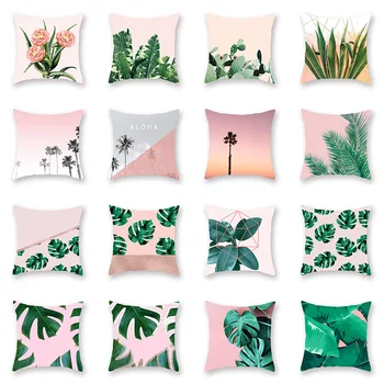 

INS europfine Pink Plant Printed Pillow Peach Skin Back Cushion Cushion Cover Manufacturers