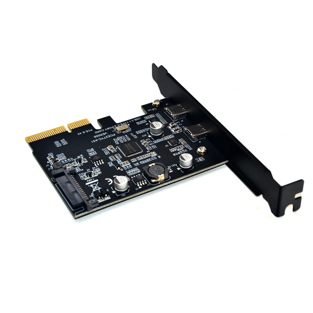 Goedkoop USB 3.1 PCIE PCI Express Uitbreidingskaart PCI E 4X naar USB 3.1 Gen2 10Gbps 2 Poort USB C adapter ASMedia ASM3142 Chipset Voor Desktop