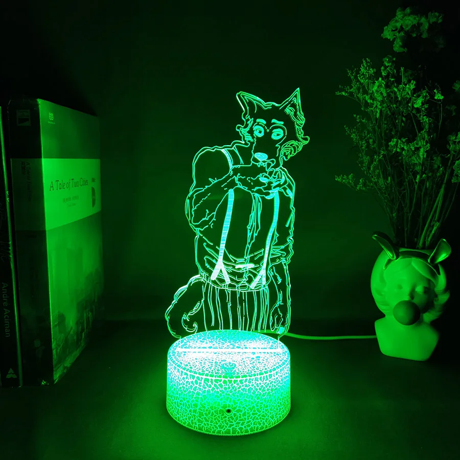 Beastars Legoshi 3D Anime Light Acrylic Lamp - 7-Color Changing Cute Room Decoration