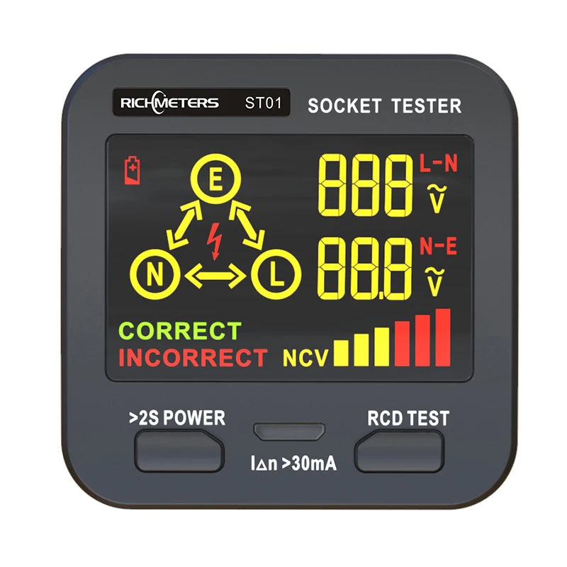 Socket Tester AC Electric Digital Display Plug Voltage Pro EU UK US AU NCV Grounding Circuit Breaker Finders | Инструменты