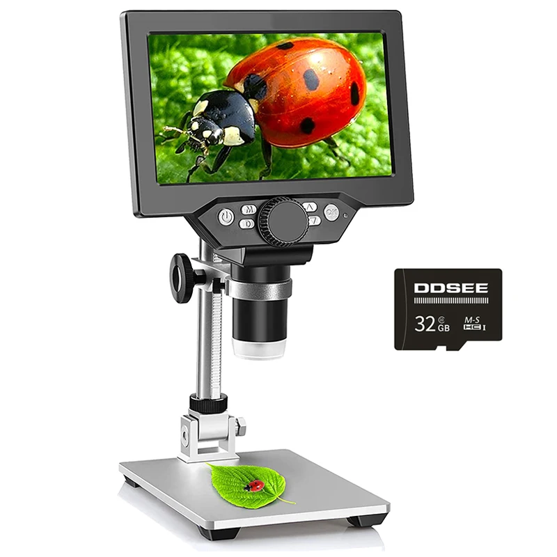 Цифровой электронный микроскоп 1000x2 0 МП USB DM4 ЖК-дисплей 4 3 дюйма VGA с 8 светодиодный