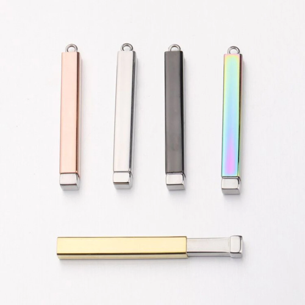 2021 Fashion  Mirror polished stainless steel baby box small hanging pendant charms Bar Necklace Jewelry Making Findings 5 Color