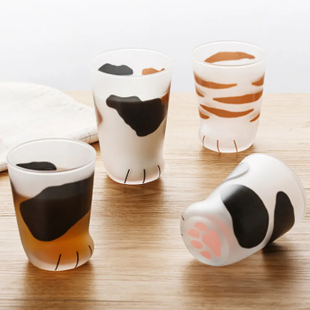 Креативная кружка с милыми кошачьими лапами из матового стекла, тигровые лапы, Офисная кофейная кружка, стакан, индивидуальная чашка для завтрака, фарфоровая чашка, подарок