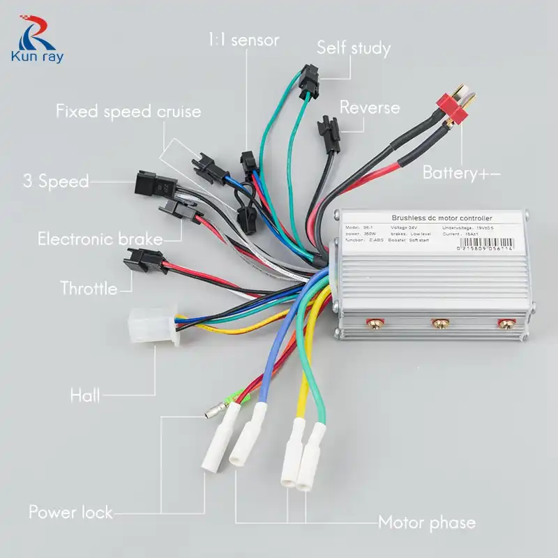 YK89 Brushless Electric Bike Controller 48V 500W Motor Controller With Hall Sensor Reversing