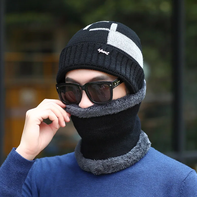 Йо-Янг 2 шт. зимние шапки Skullies Beanies шапка для мужчин и женщин шерстяной шарф шапки Балаклава маска Gorras капот вязаная шапка