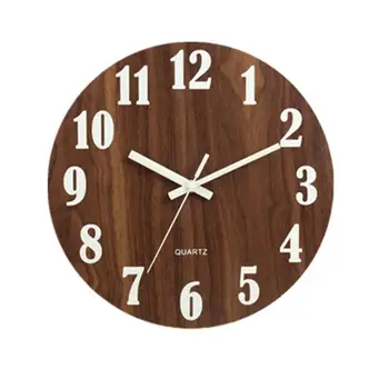 

12inch Luminous Vintage Wall Clock Wooden Round Antique Hanging Clocks for Living Room Bedroom Office