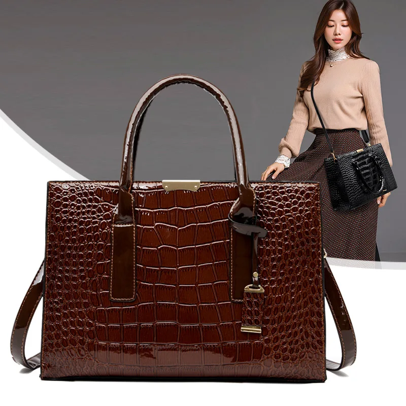 

Europe And America WOMEN'S Fashion Handbag 2019 Summer New Style Crocodile Pattern WOMEN'S Shoulder Bag Soft Leather Shoulder Ba