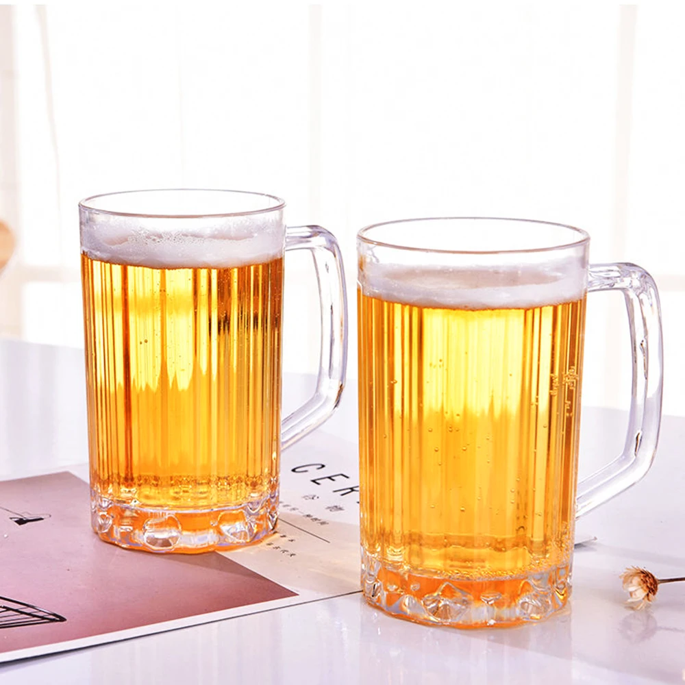 500ML Transparent Beer Mug Plastic Unbreakable Drinking Cup Breakfast Milk Coffee Juice Barware for Home Party Bar KTV | Дом и сад