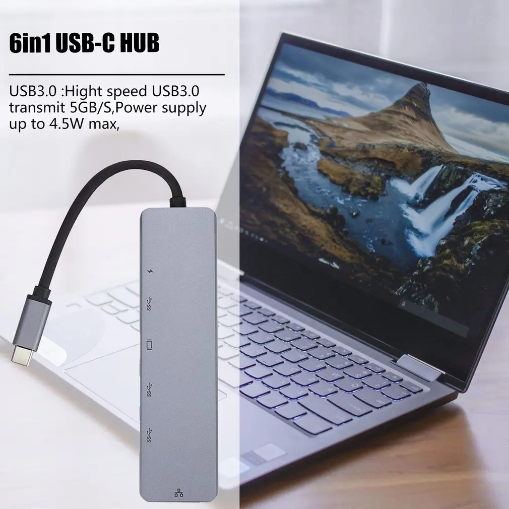 USB3.1 тип-c к HDMI+ RJ45 шесть-в-одном док-станция концентратор для MacBook Pro для samsung сплиттер адаптер