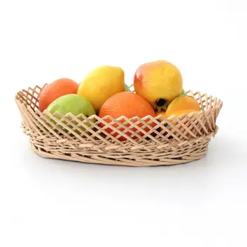 

1 pc Fruit Vegetable Basket Wicker Woven Oval Shape Storage Baskets for Restaurant Home