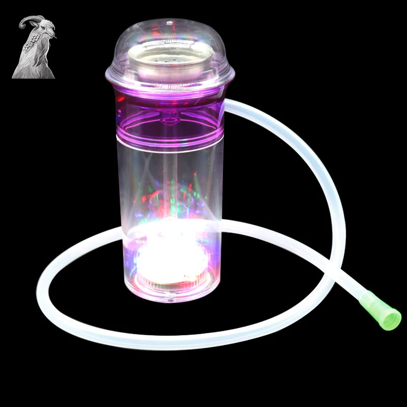 

SY Portable Travel Acrylic Hookah Shisha Set With LED Light Silicone Hose Smoking Water Pipe Chicha Narguile 5 colors