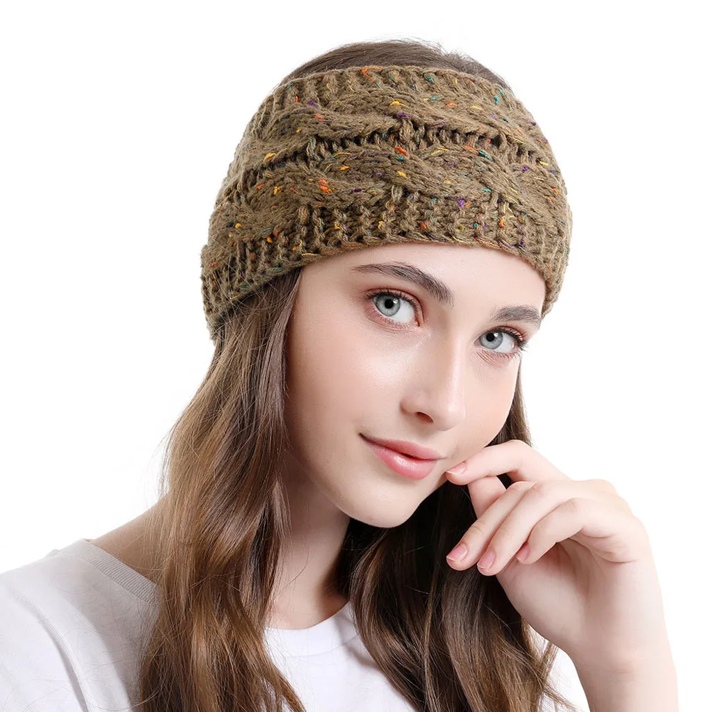 Модные женские трикотажные повязки зимние теплые головной убор широкие аксессуары для волос шляпа