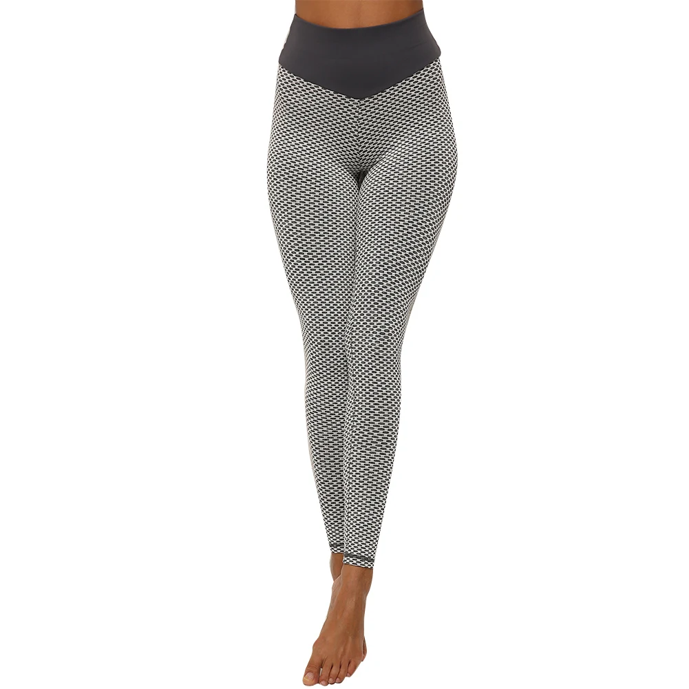 Женские эластичные модные штаны для йоги Высокая талия тренажерный зал фитнес впитывающие пот Леггинсы Бесшовные бедра лифт Брюки вязаный жаккард сексуальный