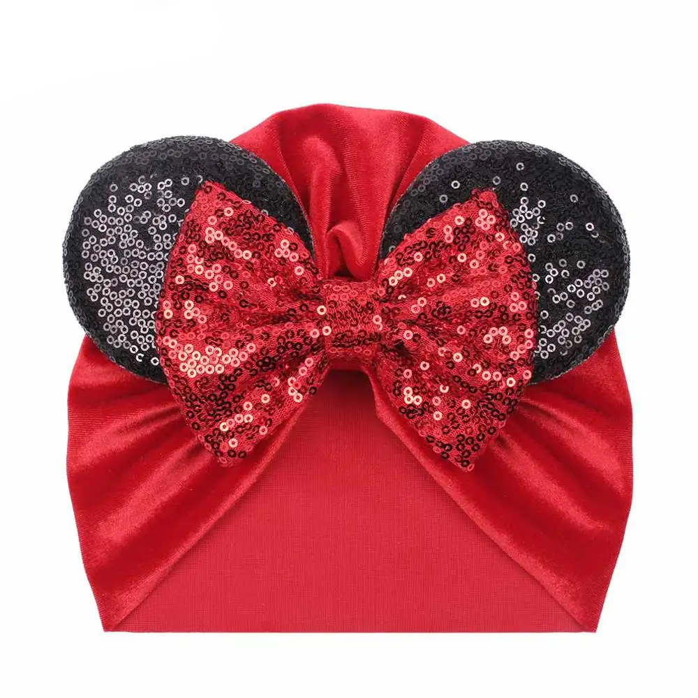 1 Милая детская шапка в горошек с большим бантом; детская фланелевая шапочка; осенне-зимние теплые бархатные шапки для девочек - Цвет: 1