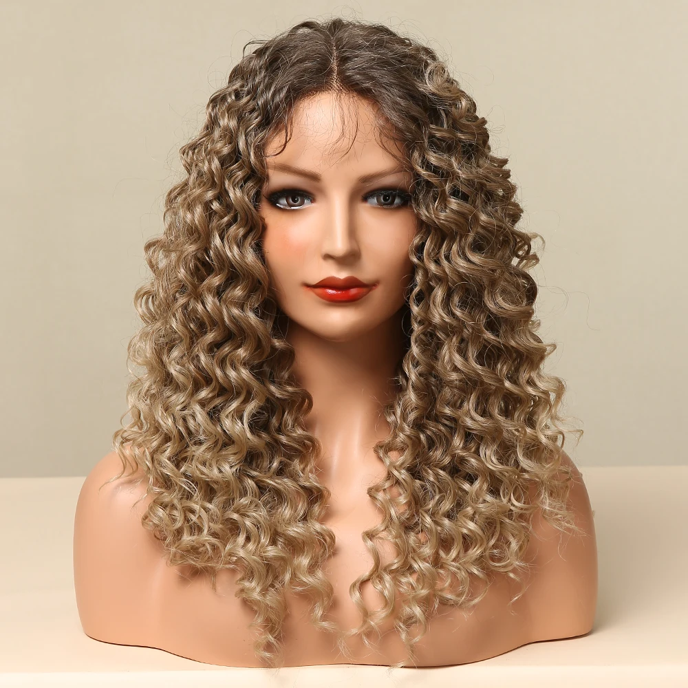 Dianteira do Laço para Preto Sintética com Cabelo do Bebê Resistente ao Calor Easihair Longo Encaracolado Peruca Feminino Kinky Frontal Afro Bob 2 peruca sintética com cabelo do bebê afro resistente ao calor
