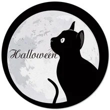 Круглый ковер Хэллоуин Луна Черный Catpet Кормление пол пледы коврики кухня Банкетный диван дети мальчик детские коврики