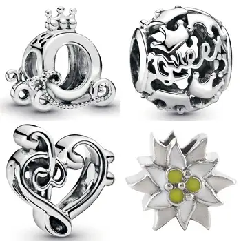 

Openwork Queen & Regal Crowns Heart Treble Clef Polished Crown O Carriage Beads Fit Bracelet 925 Sterling Silver Charm