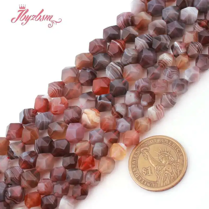 Natural Botswana Agates Square Faceted Loose Beads Stone Beads For Woman DIY Necklace Bracelet Jewelry Making Strand 15