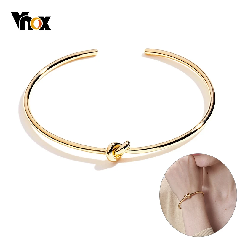 Женский браслет с узлом Vnox Candid модный из нержавеющей стали золотого цвета