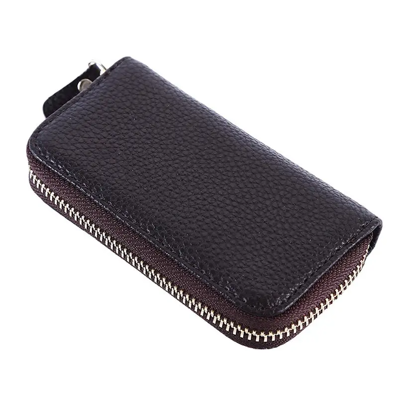 Fashion New Women Men's Cowhide Leather Zipper Purse Bag Car Key Wallets Card Holder Fashion Multifunction Housekeeper Holders