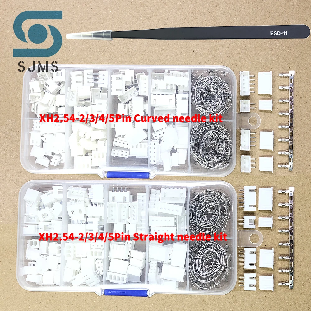320pcs 2.54mm Pitch JST Terminal Kit Wire Header Housing wire Adaptor XH2.54 2p 3p 4p 5p pin Connector plug straight needle TJC3 |