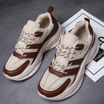 

Men Casual Shoes New Thick Bottom Increase Shoes Men Fashion Sneakers Breathable Jogging Shoes Men Vulcanize Shoes Outdoor Shoes