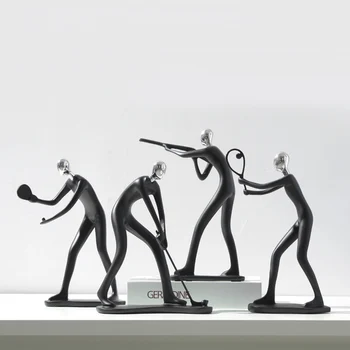 

New Resin Sports Man Golf Bicycle Statue Black Figurines Crafts Ornaments Home Wine Cabinet Decor Creative Friends Birthday Gift