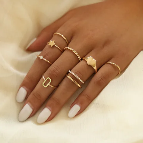 style gold rings for girls boho jewelry women evil eye ring slytherin ring set anillos finger bague schmuck accessories