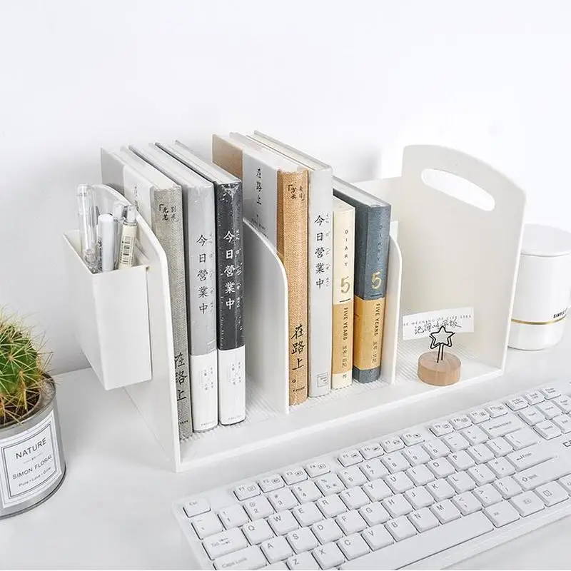 Creative plastic book stand holder office stationery pen holder desk
