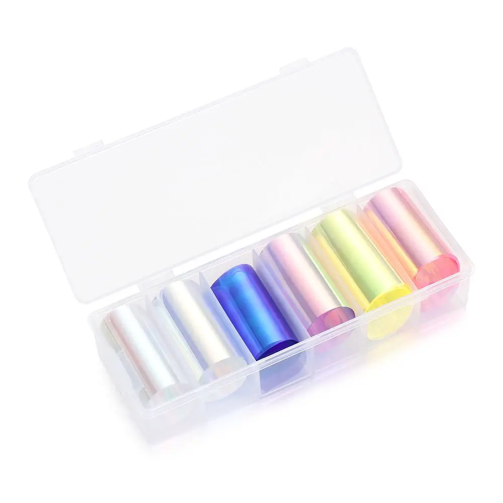 1/6/10 Rolls Aurora Film Nail Stickers Holographic Glass Paper DIY Foils Laser Broken Glass Shinning Transfer Tips Sticker 5