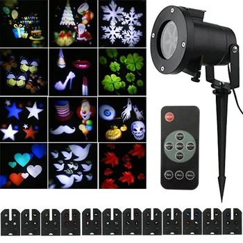

12 Replaceable Lens Lamp LED Spotlights Landscape Rotating Waterproof Light With Remote Control Colorful Home Garden Decoration