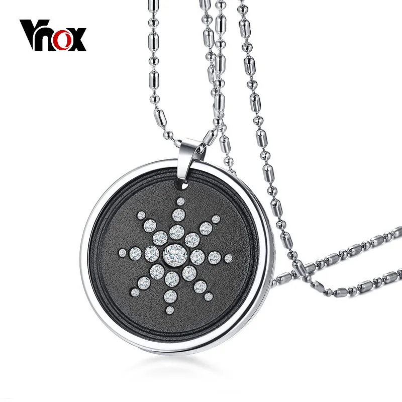 Vnox Scalar Quantum Energy Ions Pendant for Men Necklace Lava Stone Crystals Stainless Steel 25&quot Chain w/ Box Card Male Jewelry|pendant men|male